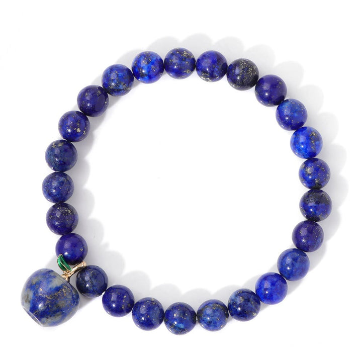 Olivenorma Bracciale con ciondolo a forma di mela in perline di pietra naturale da 8 mm