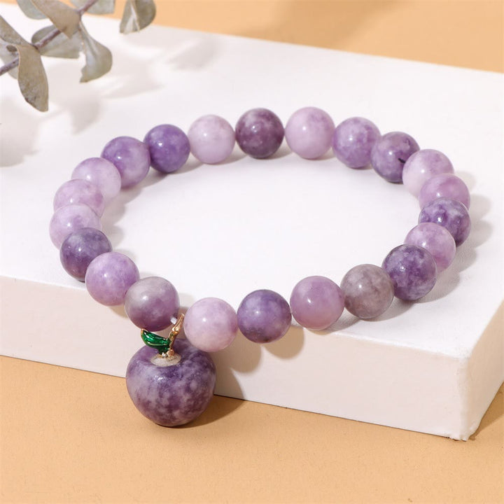 Olivenorma Bracciale con ciondolo a forma di mela in perline di pietra naturale da 8 mm