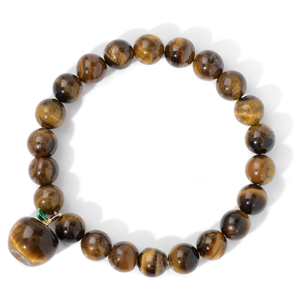Olivenorma Bracciale con ciondolo a forma di mela in perline di pietra naturale da 8 mm