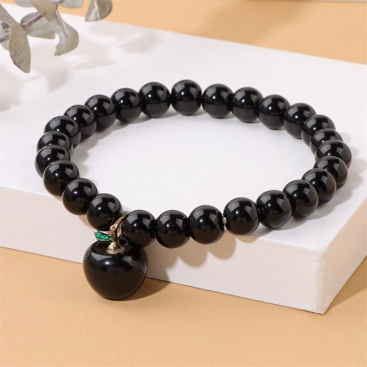 Olivenorma Bracciale con ciondolo a forma di mela in perline di pietra naturale da 8 mm