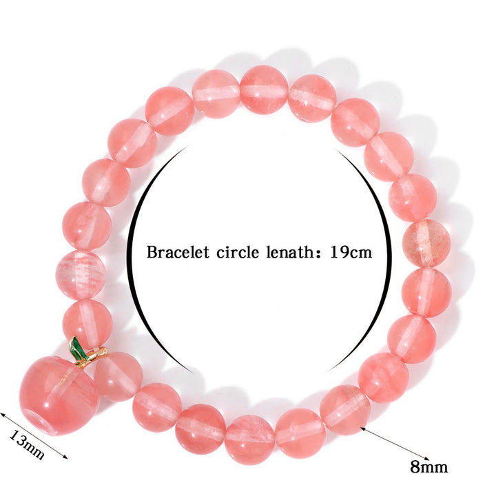 Olivenorma Bracciale con ciondolo a forma di mela in perline di pietra naturale da 8 mm