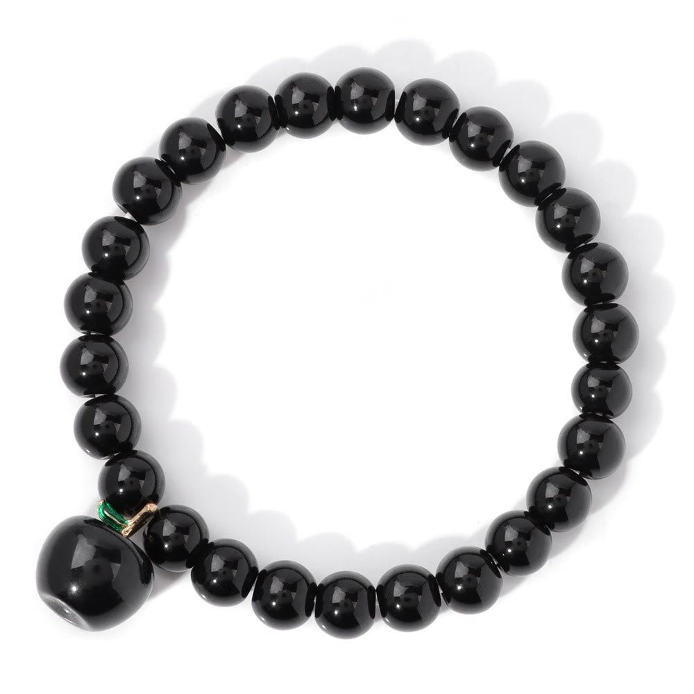 Olivenorma Bracciale con ciondolo a forma di mela in perline di pietra naturale da 8 mm