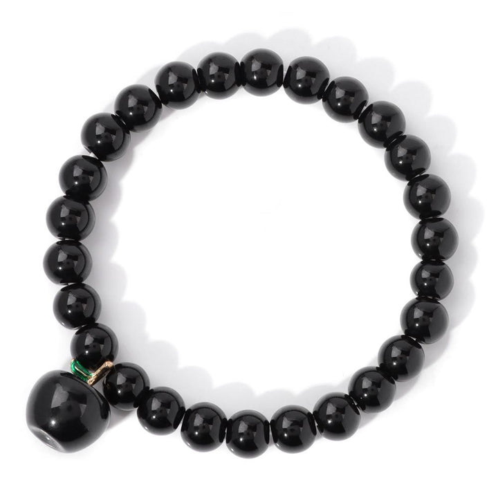 Olivenorma Bracciale con ciondolo a forma di mela in perline di pietra naturale da 8 mm