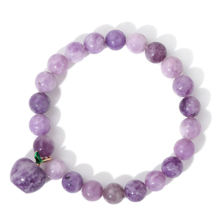 Olivenorma Bracciale con ciondolo a forma di mela in perline di pietra naturale da 8 mm