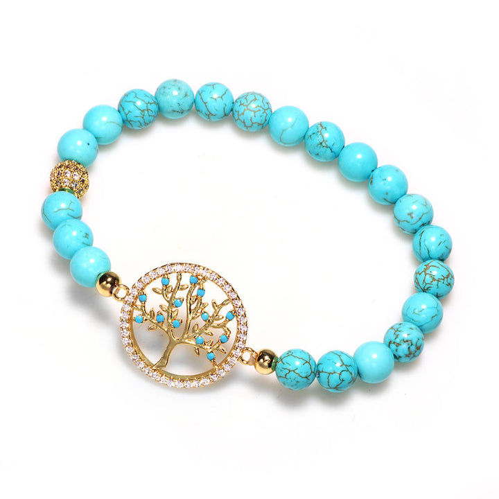 Bracciale Olivenorma con perline turchesi naturali e albero della vita
