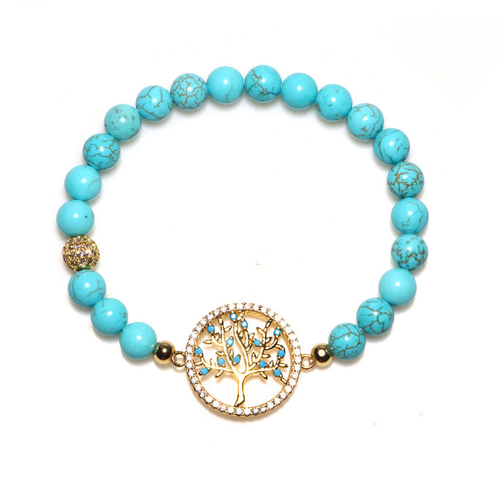 Bracciale Olivenorma con perline turchesi naturali e albero della vita