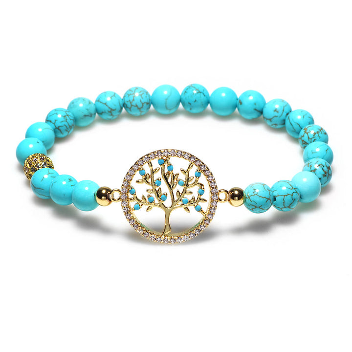 Bracciale Olivenorma con perline turchesi naturali e albero della vita