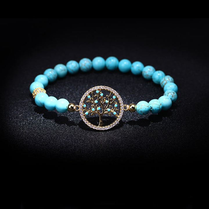 Bracciale Olivenorma con perline turchesi naturali e albero della vita