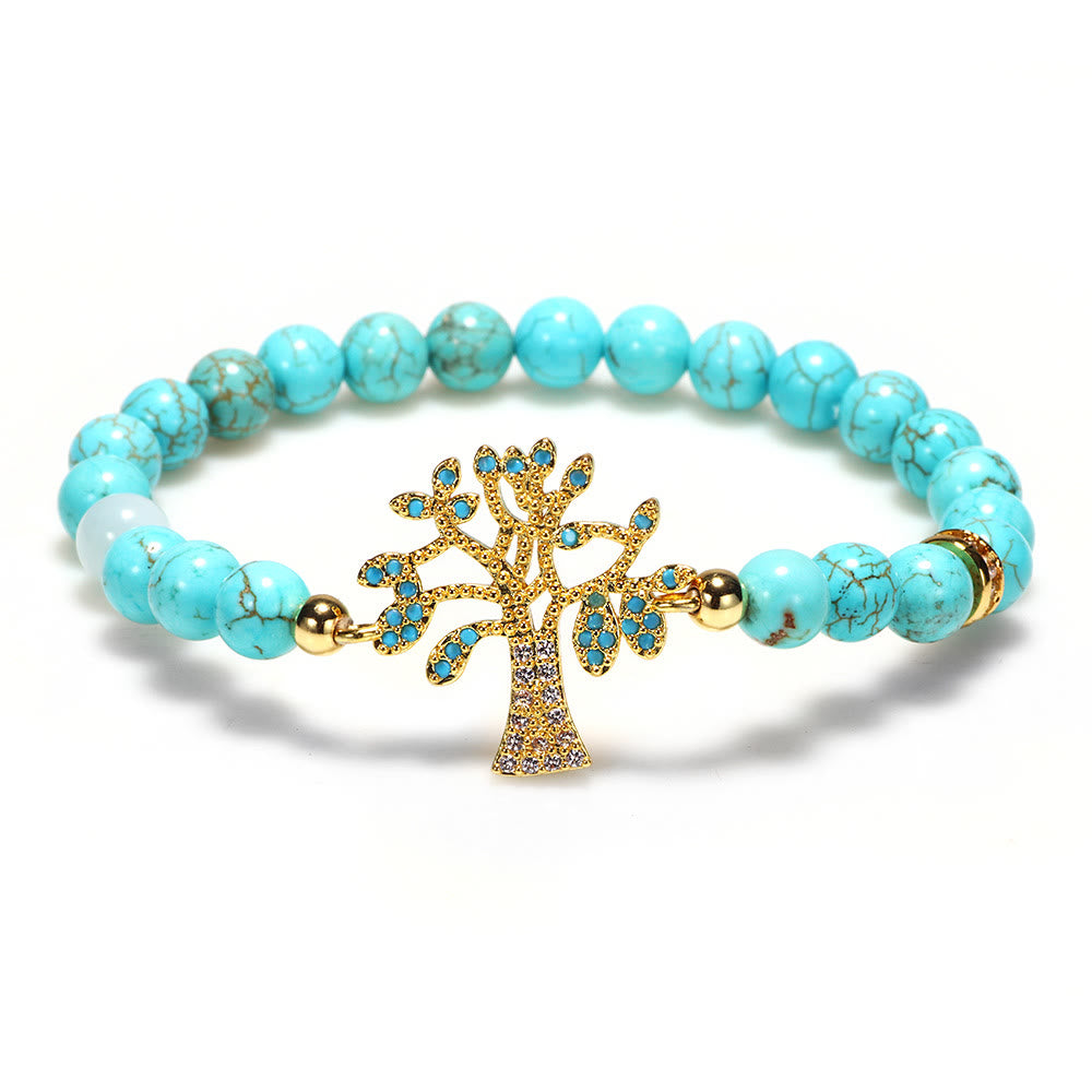 Bracciale Olivenorma con perline turchesi naturali e albero della vita