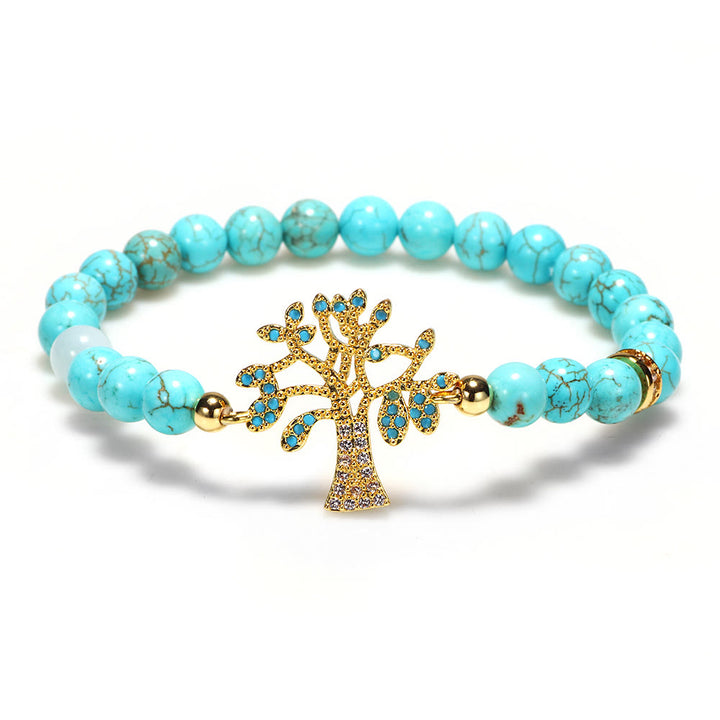 Bracciale Olivenorma con perline turchesi naturali e albero della vita