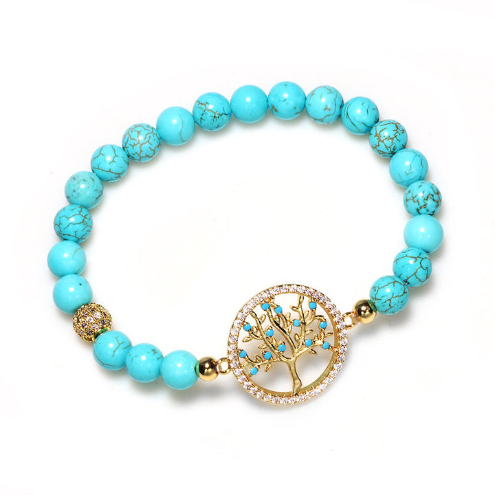 Bracciale Olivenorma con perline turchesi naturali e albero della vita