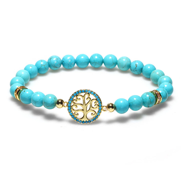 Bracciale Olivenorma con perline turchesi naturali e albero della vita
