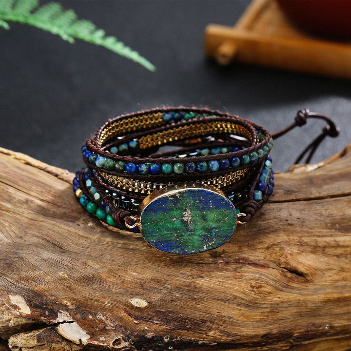 Bracciale intrecciato in turchese africano con lapislazzuli Olivenorma