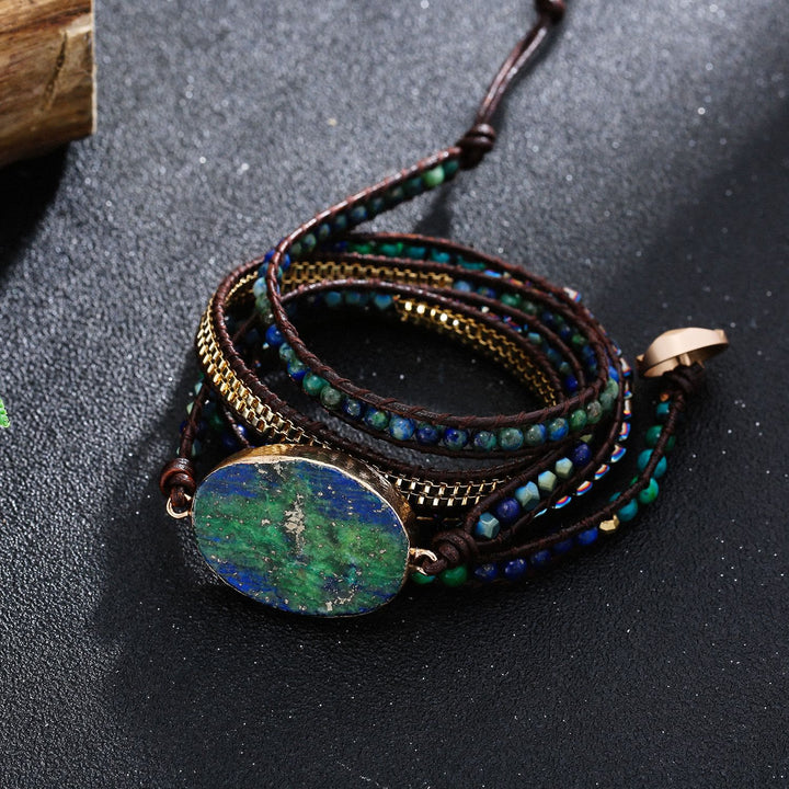 Bracciale intrecciato in turchese africano con lapislazzuli Olivenorma