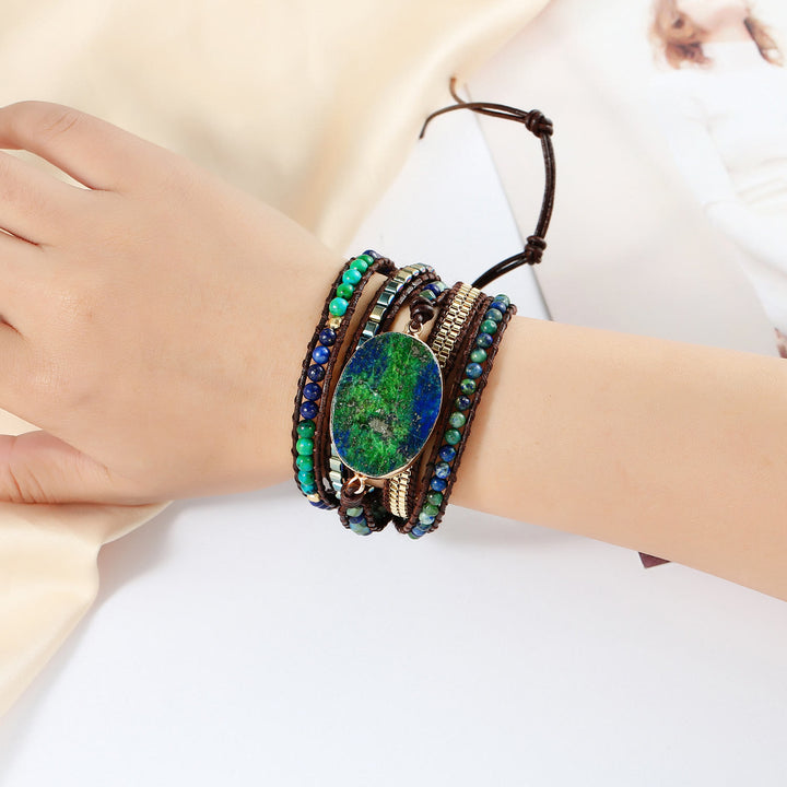 Bracciale intrecciato in turchese africano con lapislazzuli Olivenorma