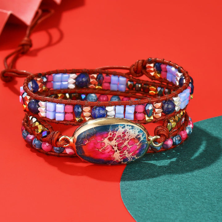 Bracciale intrecciato Olivenorma Blue Red Emperor Stone