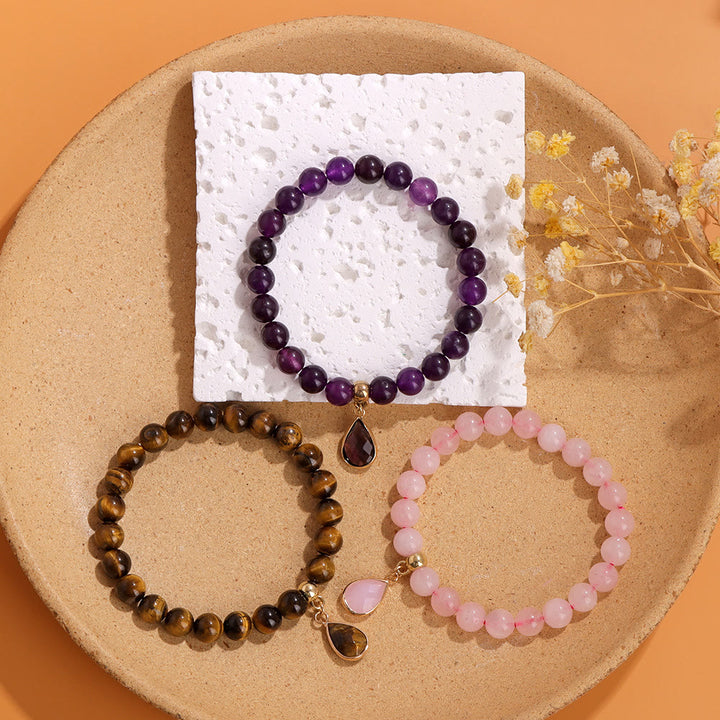 Bracciale Olivenorma con perline di cristallo irregolari naturali da 8 mm