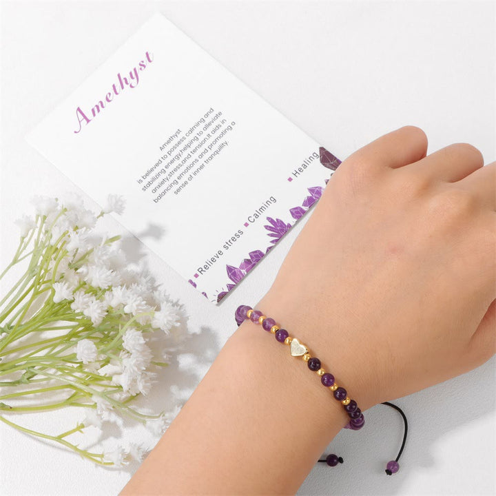 Olivenorma Bracciale con coulisse in perline di cristallo naturale da 4 mm