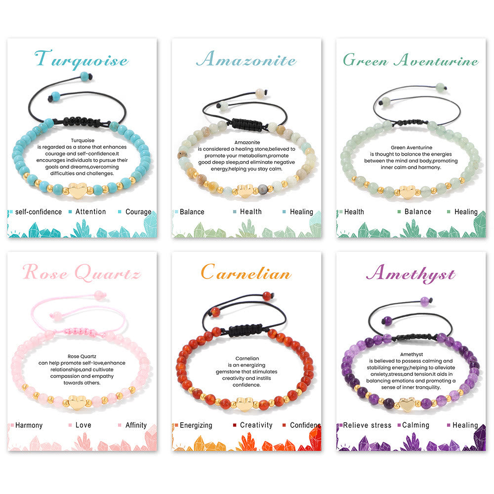 Olivenorma Bracciale con coulisse in perline di cristallo naturale da 4 mm