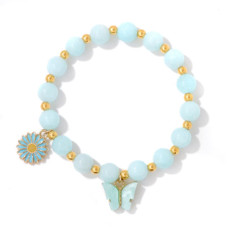 Olivenorma Bracciale con ciondolo a forma di farfalla con perline di cristallo naturale