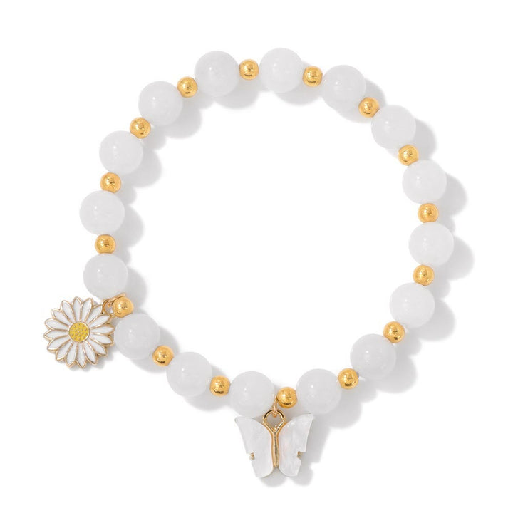Olivenorma Bracciale con ciondolo a forma di farfalla con perline di cristallo naturale