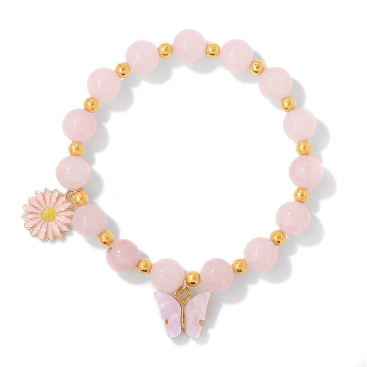 Olivenorma Bracciale con ciondolo a forma di farfalla con perline di cristallo naturale