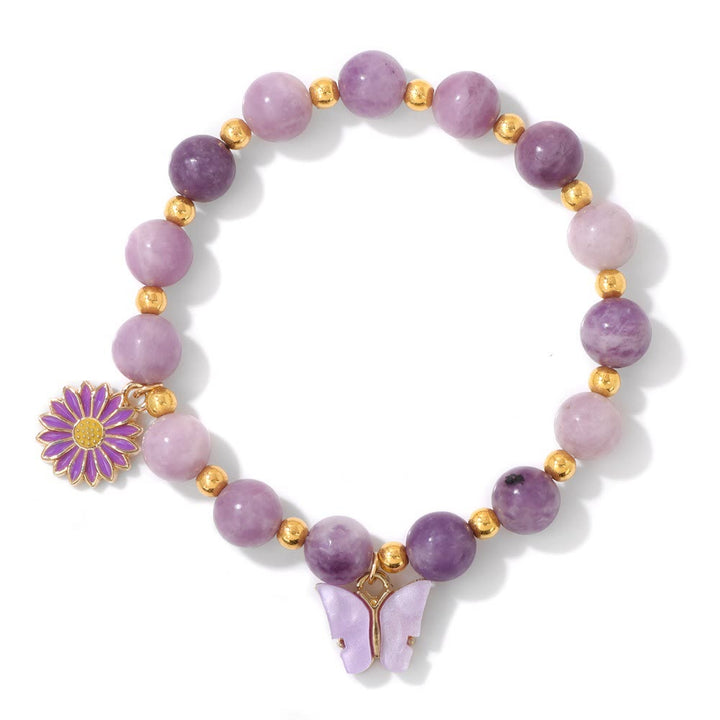 Olivenorma Bracciale con ciondolo a forma di farfalla con perline di cristallo naturale