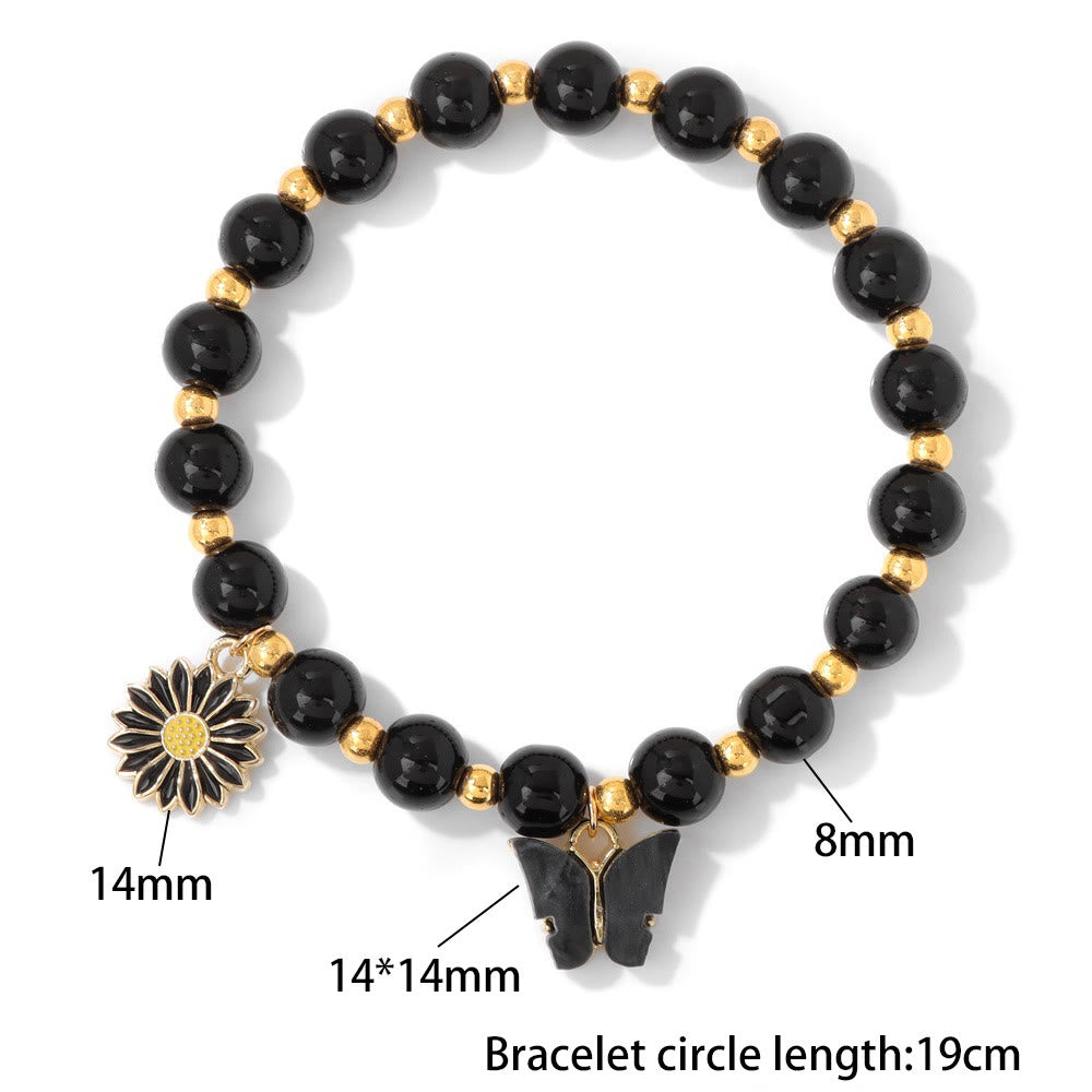 Olivenorma Bracciale con ciondolo a forma di farfalla con perline di cristallo naturale