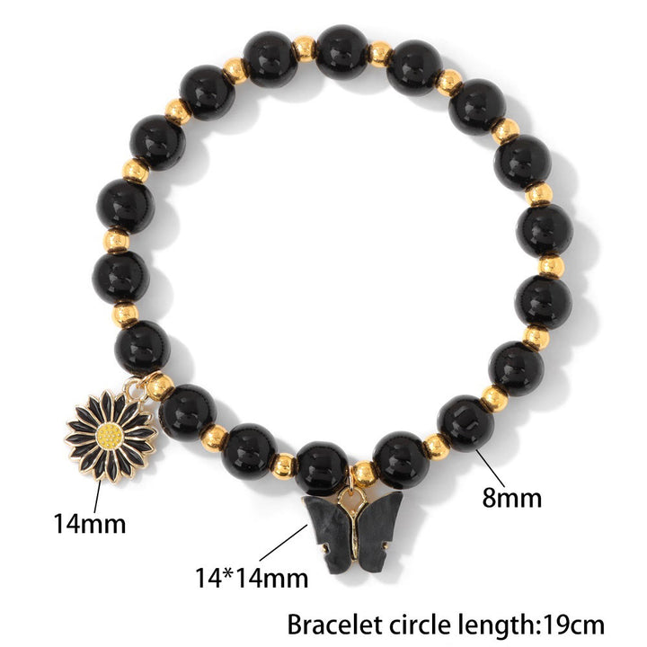 Olivenorma Bracciale con ciondolo a forma di farfalla con perline di cristallo naturale