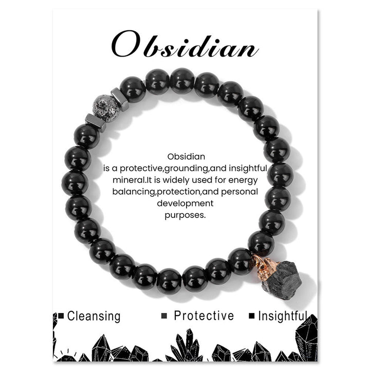 Bracciale con ciondolo in pietra lavica naturale Olivenorma