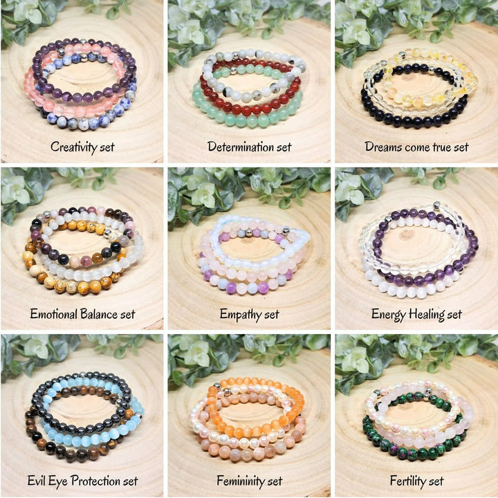 Olivenorma Healing Energy Crystal Gemstone Braccialetto di perline Set
