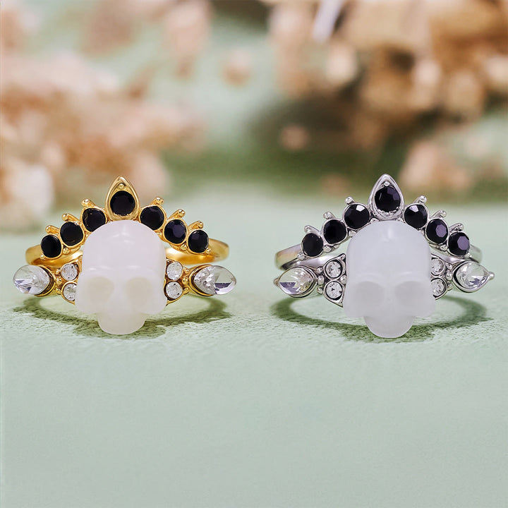 Olivenorma Gothic Resin Skull e anello a corona in moissanite