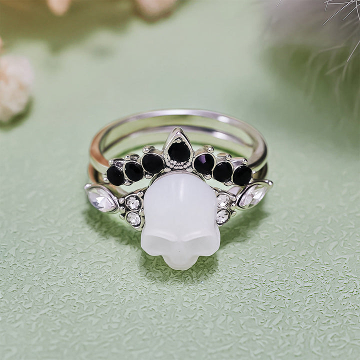 Olivenorma Gothic Resin Skull e anello a corona in moissanite