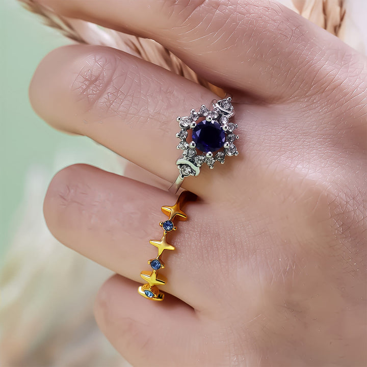 Olivenorma Moon Star Celestial Radiance Anello di cristallo