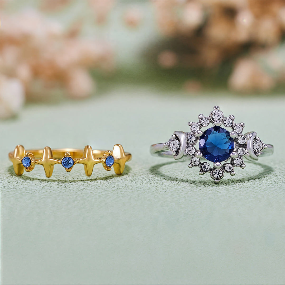 Olivenorma Moon Star Celestial Radiance Anello di cristallo