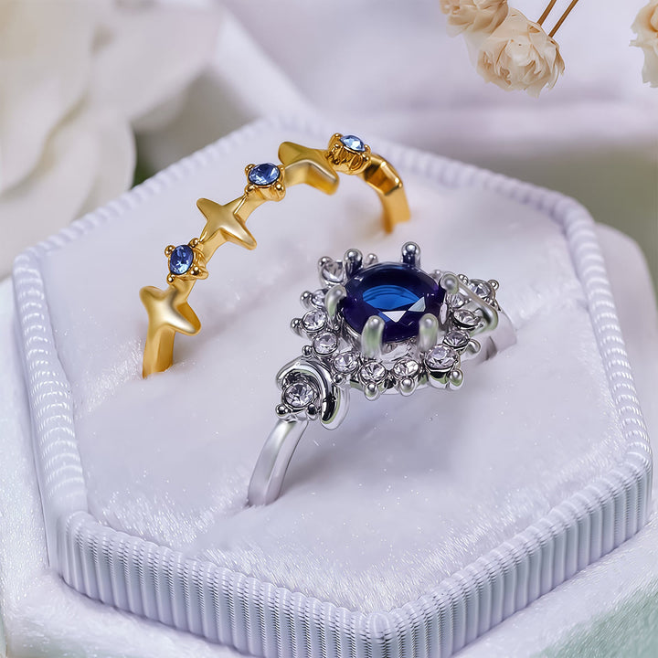 Olivenorma Moon Star Celestial Radiance Anello di cristallo