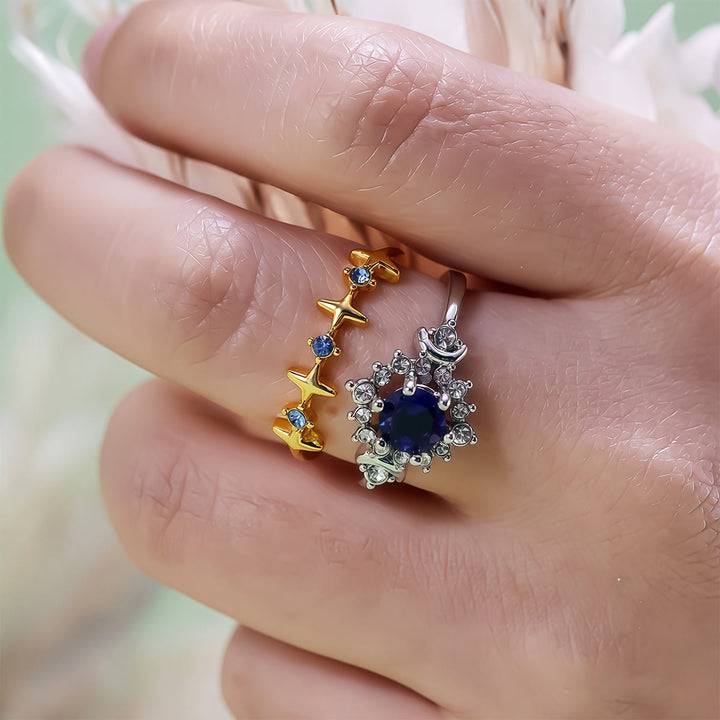 Olivenorma Moon Star Celestial Radiance Anello di cristallo