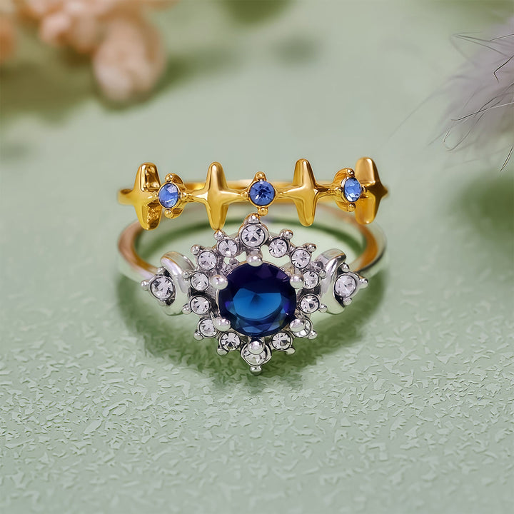Olivenorma Moon Star Celestial Radiance Anello di cristallo