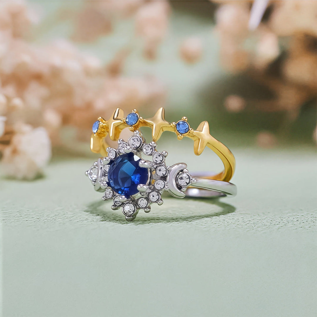 Olivenorma Moon Star Celestial Radiance Anello di cristallo