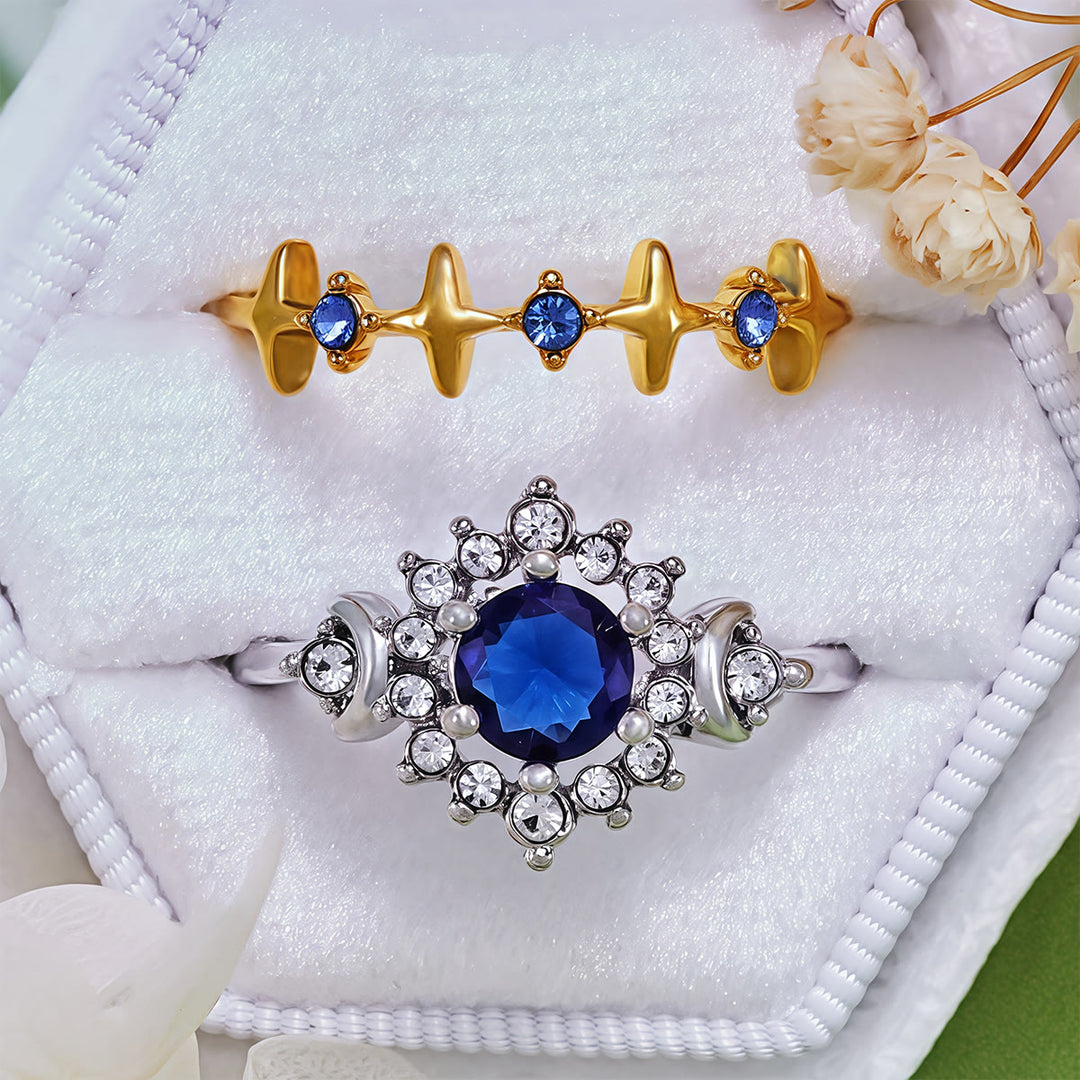 Olivenorma Moon Star Celestial Radiance Anello di cristallo