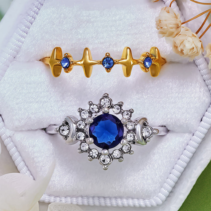 Olivenorma Moon Star Celestial Radiance Anello di cristallo