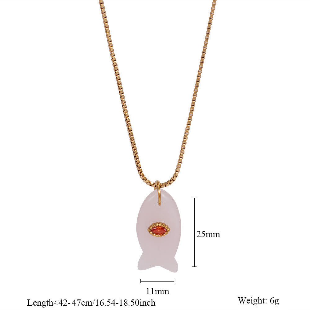 Collana con ciondolo a forma di pesce in pietra naturale Olivenorma