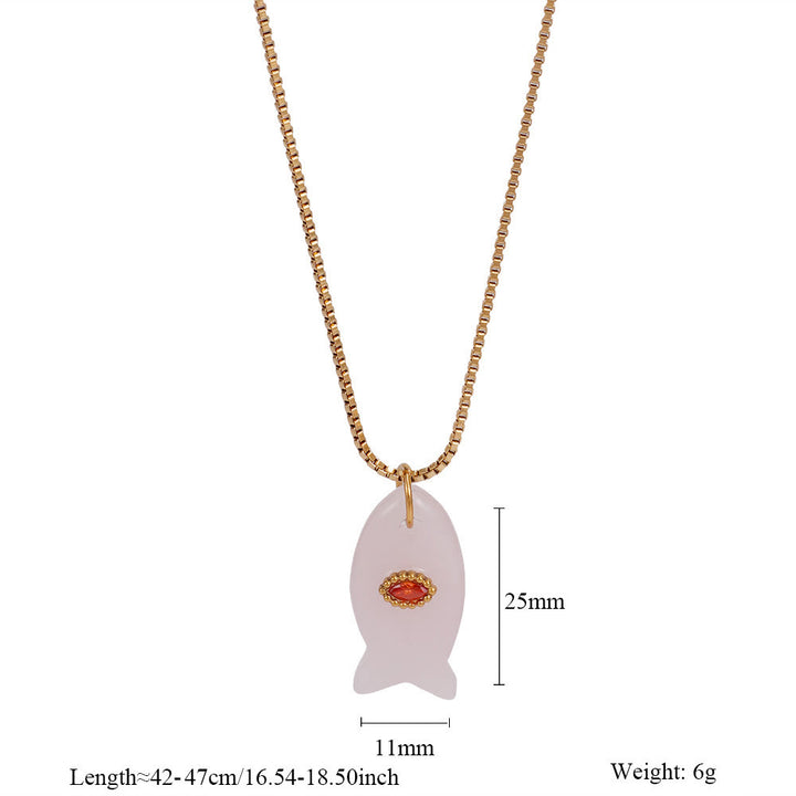 Collana con ciondolo a forma di pesce in pietra naturale Olivenorma