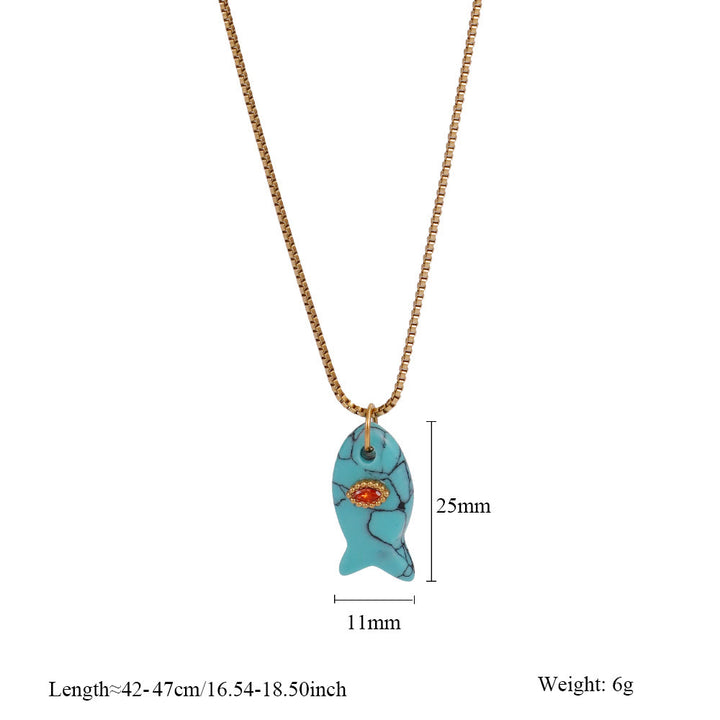 Collana con ciondolo a forma di pesce in pietra naturale Olivenorma