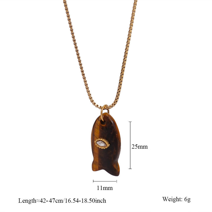 Collana con ciondolo a forma di pesce in pietra naturale Olivenorma
