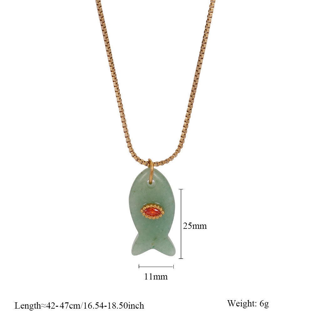Collana con ciondolo a forma di pesce in pietra naturale Olivenorma