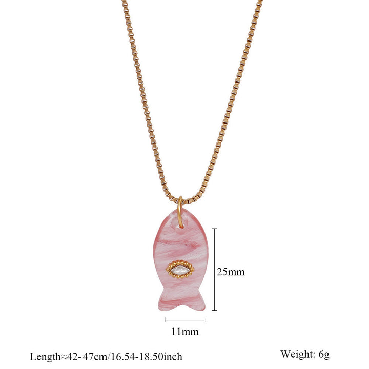 Collana con ciondolo a forma di pesce in pietra naturale Olivenorma