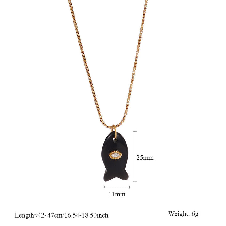Collana con ciondolo a forma di pesce in pietra naturale Olivenorma