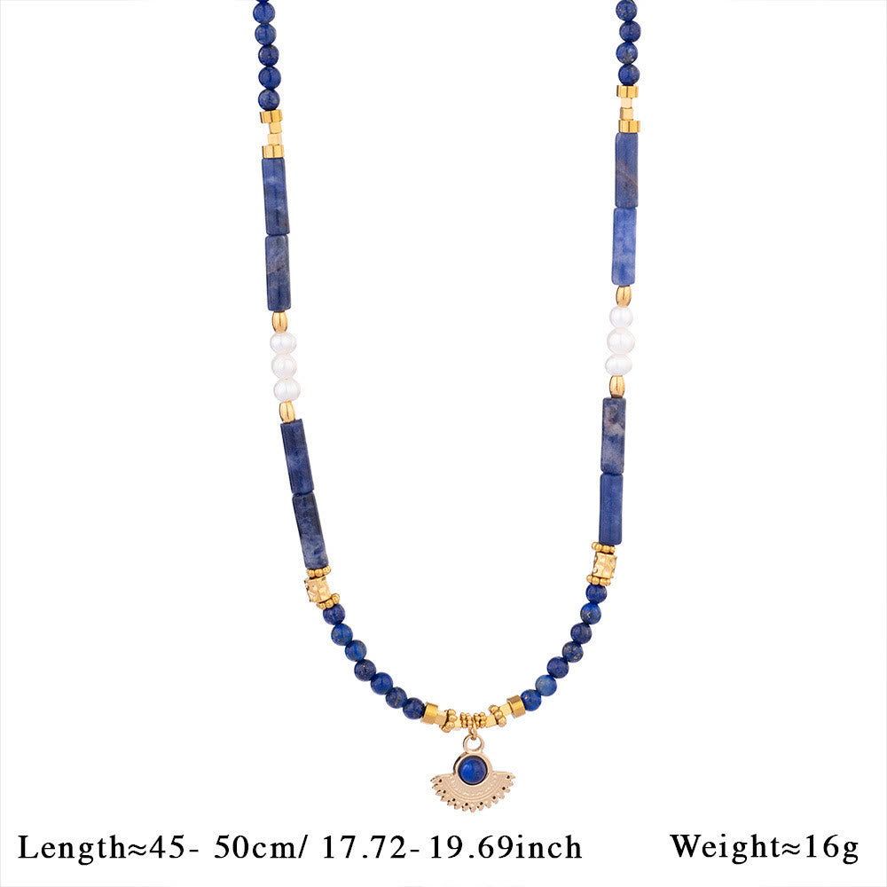Collana con ciondolo in perline di pietra naturale Olivenorma