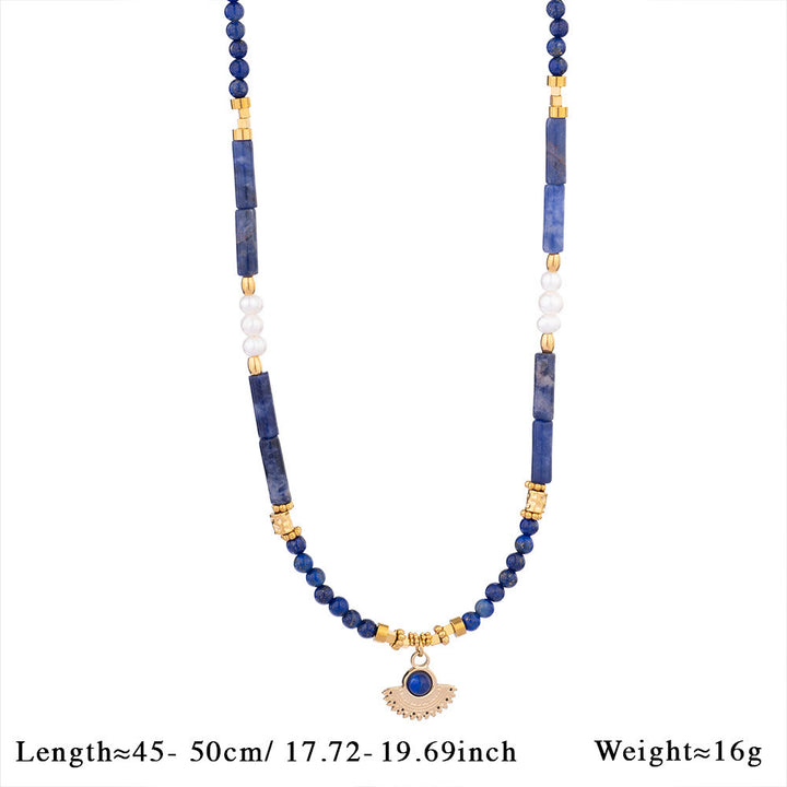 Collana con ciondolo in perline di pietra naturale Olivenorma